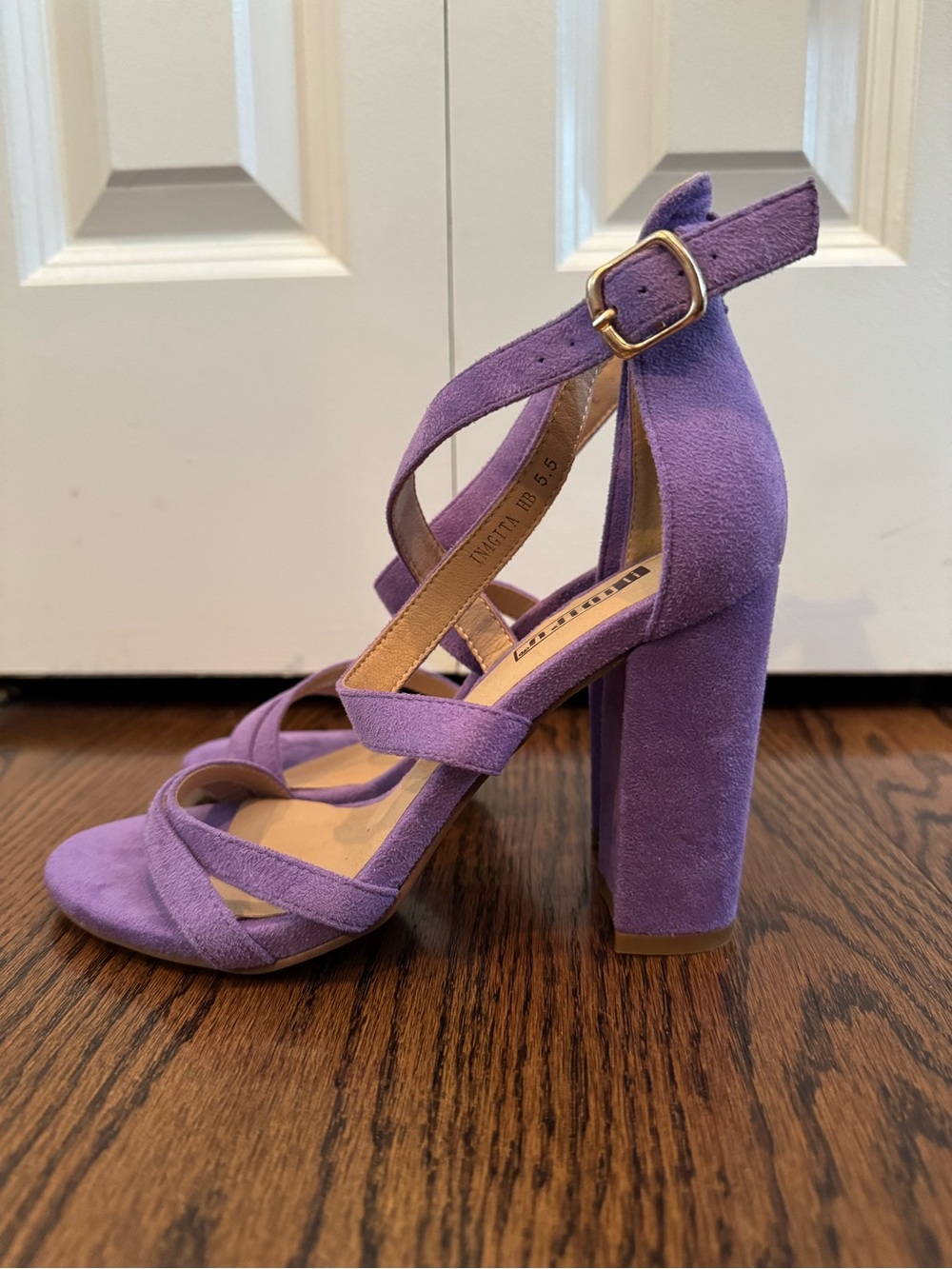MIIFU Lavender Faux Suede Block Heel Sandals | Ankle Strap | Size 5.5